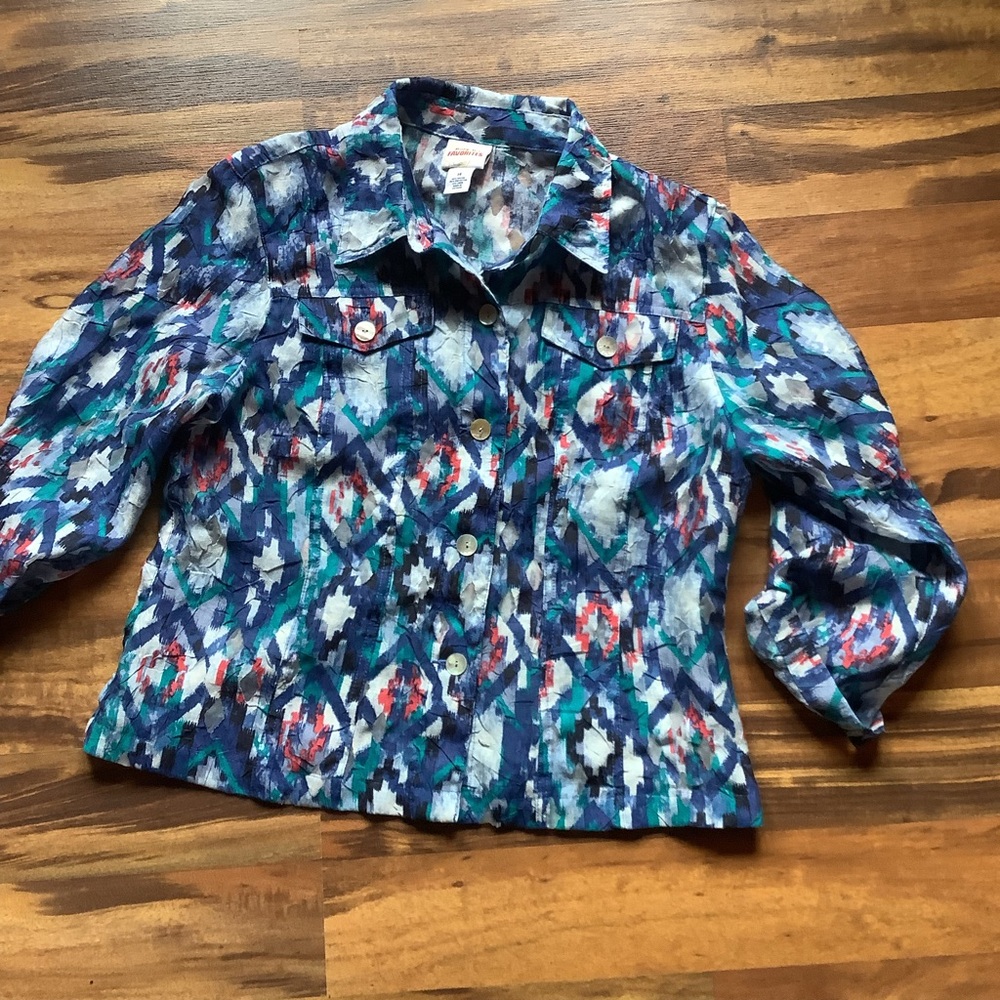 Ruby Rd. Size 14 Multicolor Button Down Shirt - Picture 3 of 8
